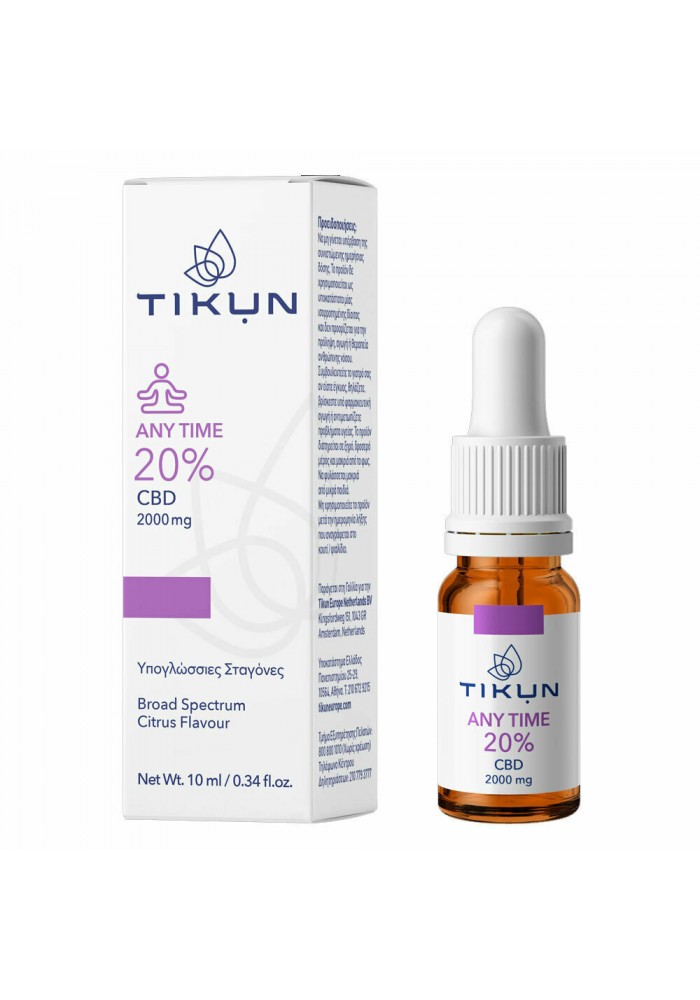 Tikun Any Time Έλαιο Κάνναβης σε Σταγόνες 2000mg με 20% CBD με Γεύση Citrus 10ml