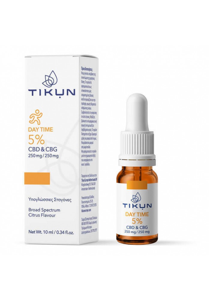 Tikun Day Time CBD 250mg & CBG 250mg Έλαιο Κάνναβης σε Σταγόνες με Γεύση Citrus 10ml