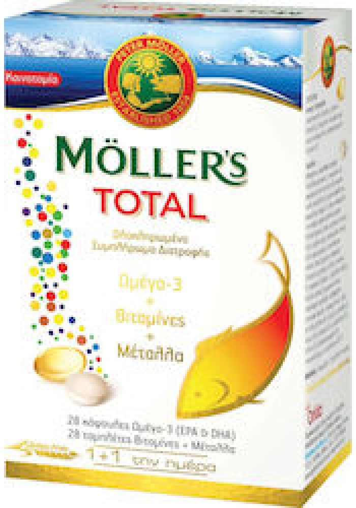 MOLLER'S TOTAL 28 ΚΑΨΟΥΛΕΣ ΟΜΕΓΑ-3 ΚΑΙ 28 ΤΑΜΠΛΕΤΕΣ ΒΙΤΑΜΙΝΕΣ + ΜΕΤΑΛΛΑ